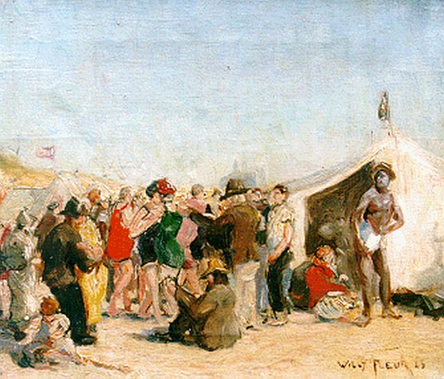 Willy Fleur | Beach party, oil on canvas, 30.1 x 35.2 cm, signed l.r. and dated '23