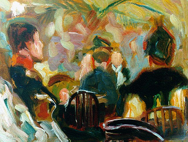 Orlowsky H.O.  | The restaurant, 19.0 x 25.0 cm, signed l.l.