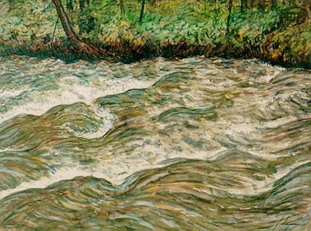 Jo Lodeizen | A river, pastel on paper, 47.5 x 60.5 cm, signed l.r. with monogram and dated '64