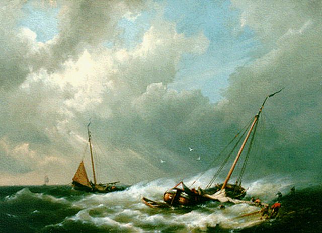 Hermanus Koekkoek jr. | Fishing boats off the coast, oil on canvas, 66.0 x 91.0 cm, signed l.l.