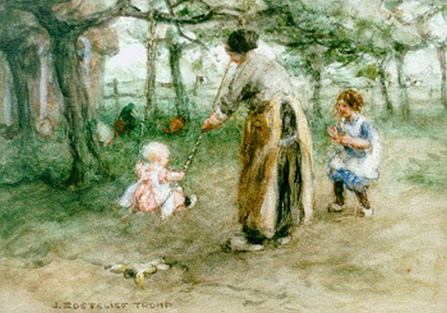 Jan Zoetelief Tromp | The swing, watercolour on paper, 26.8 x 36.8 cm, signed l.l.