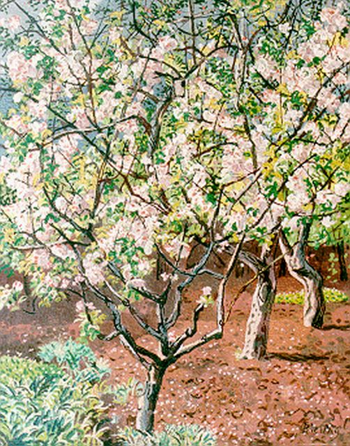 Herman Bieling | Orchard, oil on canvas, 68.8 x 55.3 cm, signed signed l.r.