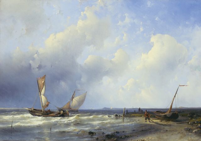 Hulk A.  | A fresh breeze off the Dutch coast, oil on canvas 43.4 x 62.4 cm, signed l.r.