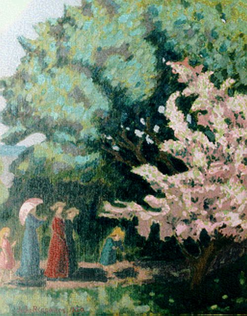 Rissanen J.V.  | Strollers in a park, 69.7 x 55.8 cm, signed l.l. and painted circa 1920