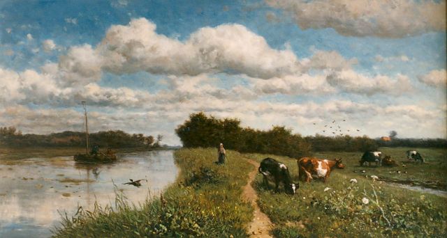 Roelofs W.  | Boerenlandschap, oil on panel 35.3 x 63.2 cm, gesigneerd r.o. and te dateren 1867