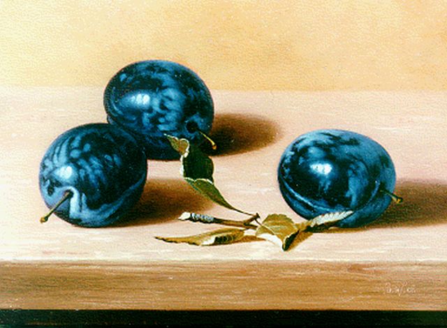Balasz Wanyi | A still life with prunes, oil on panel, 13.0 x 18.0 cm, signed l.r. with initials