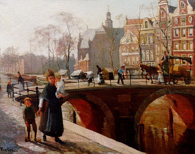 Ven P.J. van der | A view of the Prinsengracht, with the Noorderkerk beyond, Amsterdam, oil on canvas 68.5 x 86.5 cm, signed l.l.