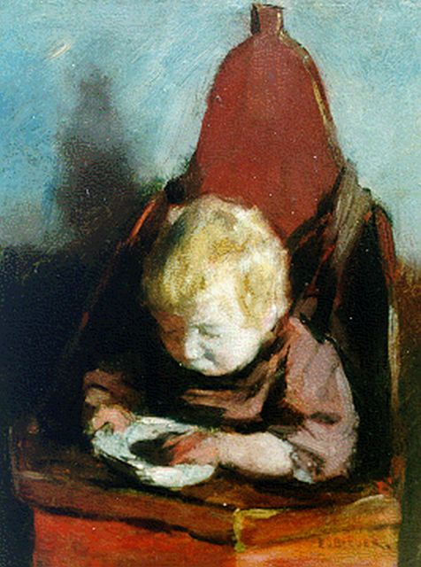 'Emanuël' Samson van Beever | My little brother, oil on panel, 19.3 x 15.4 cm, signed l.r.