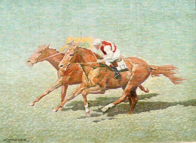 Meijer K.F.  | Horserace, oil on canvas 30.0 x 40.0 cm, signed l.l.