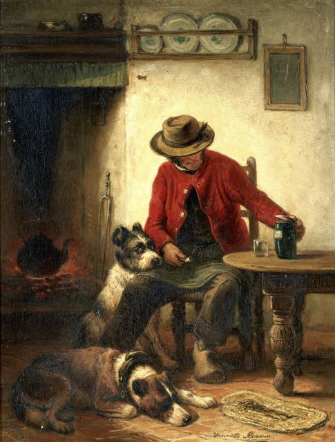 Ronner-Knip H.  | The watchdogs, oil on panel 35.2 x 27.2 cm, signed l.r.