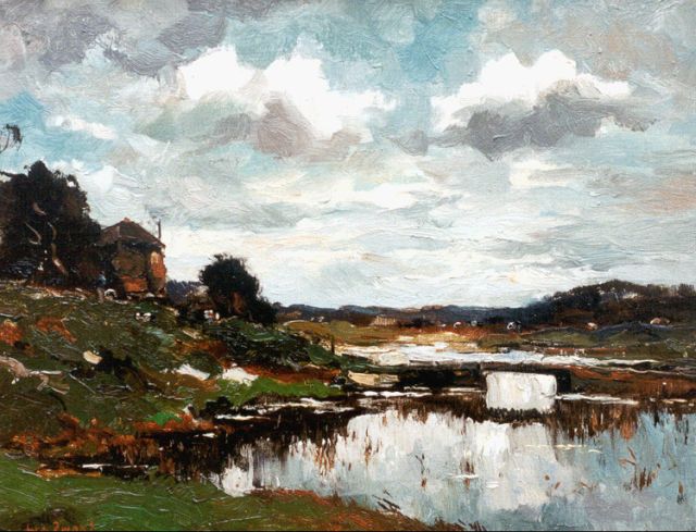 Zwart W.H.P.J. de | A river landscape, oil on canvas 35.8 x 45.5 cm, signed l.l.