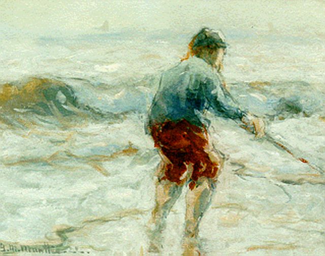 Morgenstjerne Munthe | The shell-gatherer, watercolour on paper, 23.0 x 28.5 cm, signed l.l.