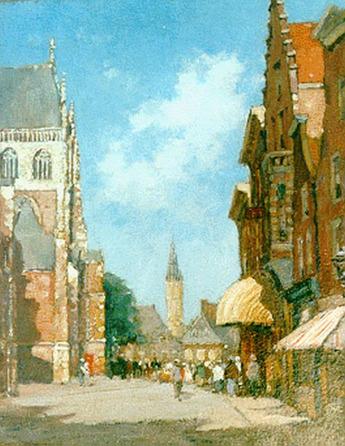 Heuff H.D.  | Townscape, Haarlem, 31.7 x 25.1 cm, signed l.l. and dated '18