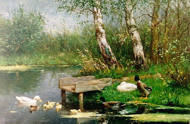 Constant Artz | A duck family, oil on canvas, 40.2 x 59.5 cm, signed l.l.