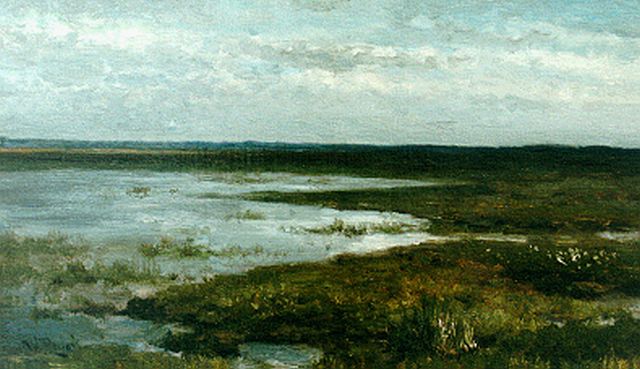 Willem Roelofs | A heath landscape, oil on canvas laid down on panel, 24.1 x 41.1 cm, signed l.l.