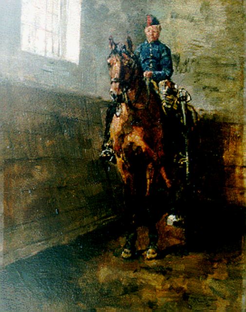 Israels I.L.  | A cavalry man of the  Bouree Academy, oil on panel 24.9 x 20.0 cm, signed l.r. and dated 1880