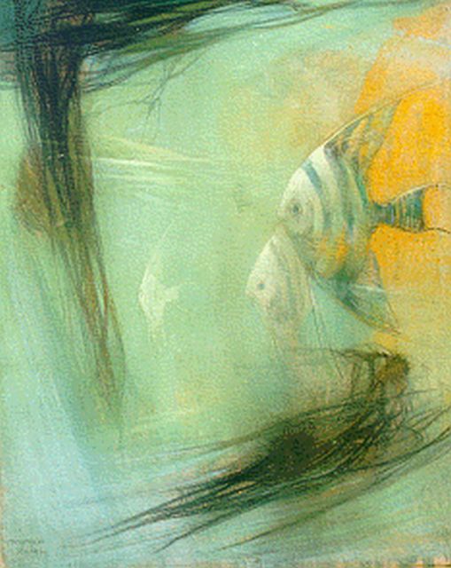 Adriaan van 't Hoff | Angelfishes, pastel on paper, 63.5 x 54.0 cm, signed l.r.
