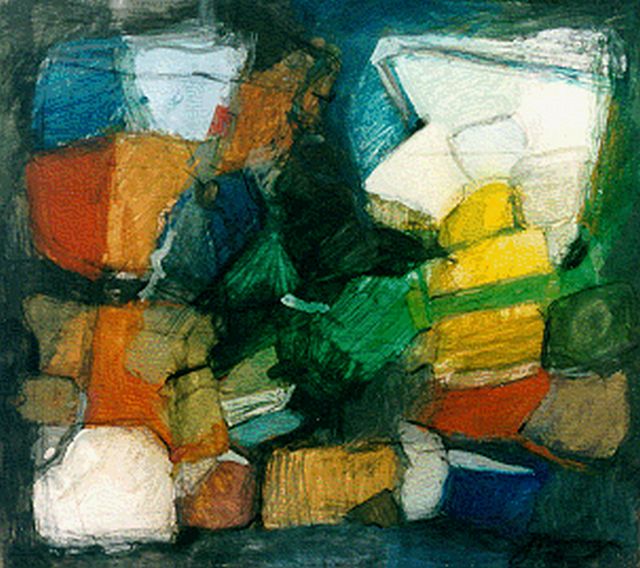 Nanninga J.  | Composition, gouache on paper 44.5 x 50.5 cm, signed l.r. and dated '61