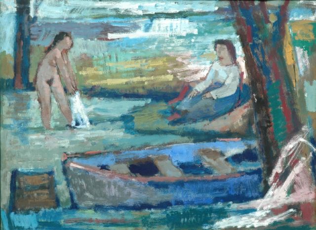 Jan Battermann | Bathing women, gouache on paper, 50.0 x 65.5 cm, signed l.l. and dated '58