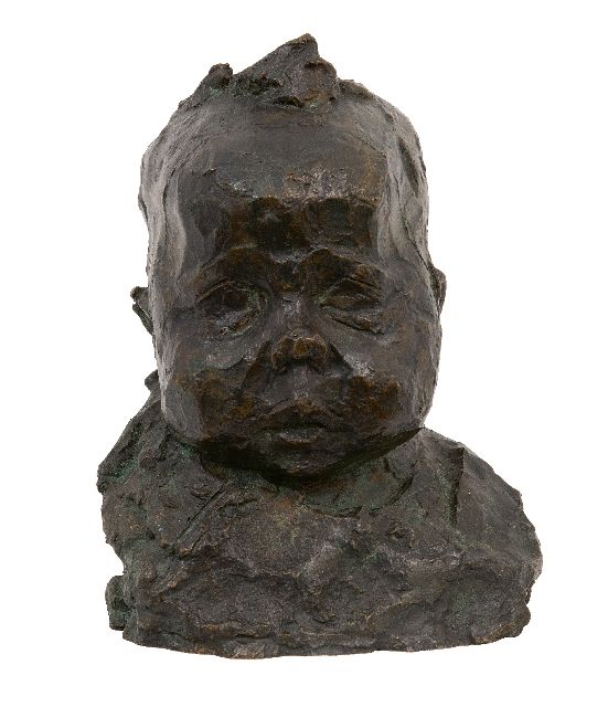 Zijl L.  | A baby's head, bronze 21.0 cm, signed on the back with initials and made in june '93