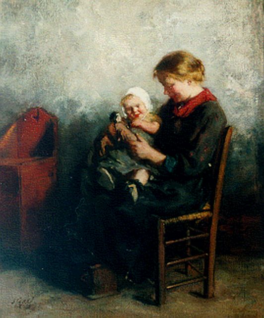 Salomon Garf | Playing with the doll, oil on canvas, 53.9 x 44.6 cm, signed l.l. and dated '09
