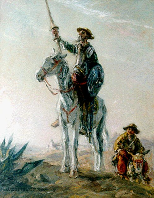 Jan Zoetelief Tromp | Don Quichote and Sancho Panza, oil on canvas, 50.2 x 40.2 cm, signed l.l.