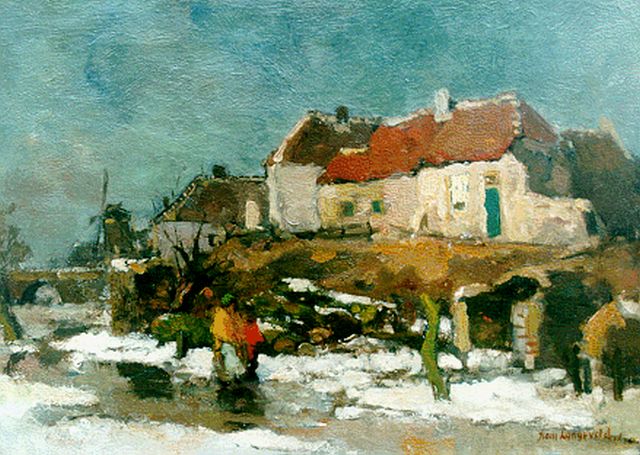 Langeveld F.A.  | A winter landscape, oil on canvas 35.3 x 49.1 cm, signed l.r. and dated 1-'20