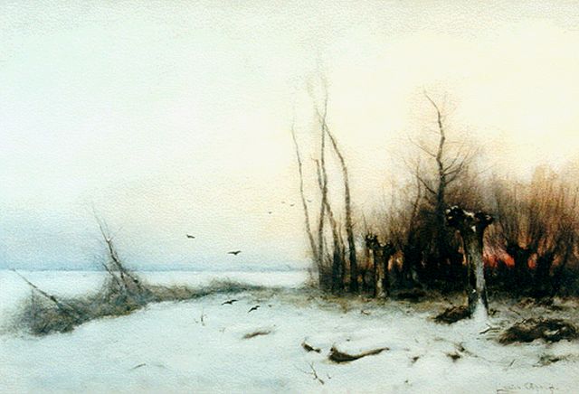 Louis Apol | A coulourful daybreak  in winter, watercolour on paper, 37.0 x 54.7 cm, signed l.r.