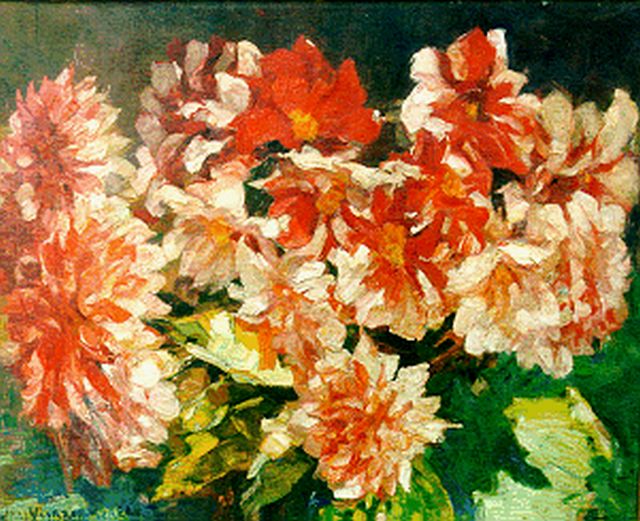 Willem Vaarzon Morel | A still life of dahlias, oil on canvas, 54.5 x 68.5 cm, signed l.l.
