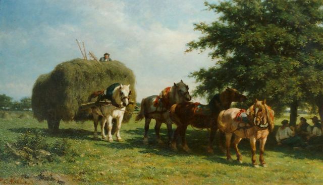 Willem Carel Nakken | A hay-cart in a landscape, oil on canvas, 60.0 x 102.5 cm, signed l.l.