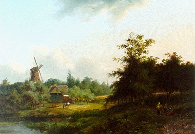 Straaten B. van | Summer landscape (counterpart), oil on panel 37.3 x 51.8 cm, signed l.r.