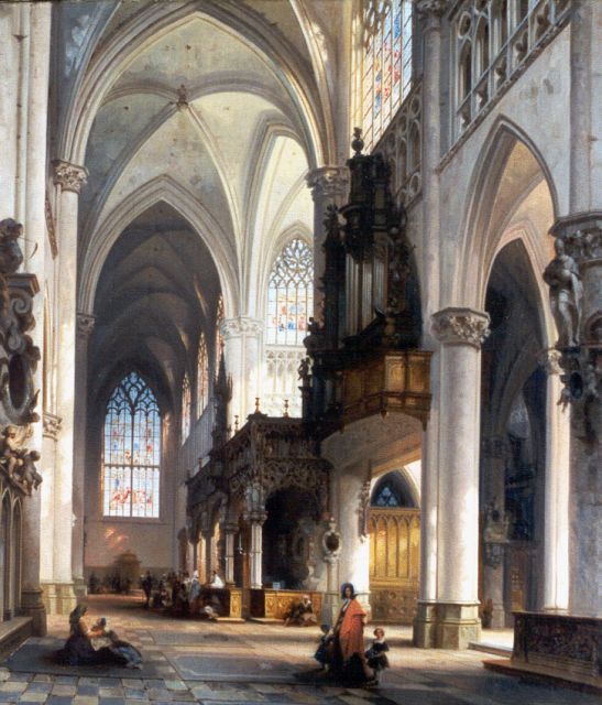 Genisson J.V.  | Interior of St. Gummarus, Lier, oil on canvas 75.2 x 64.4 cm, signed l.l. and dated 1852