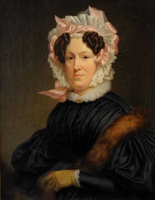 Hollandse School, 19e eeuw | Portrait of Maria Viervant-van Voorthuysen, oil on canvas, 43.0 x 34.0 cm, dated 1840