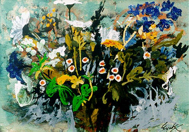 Charles Eyck | A flower still life, gouache and oil on paper, 27.5 x 37.5 cm, signed l.r. and dated 8.7.70