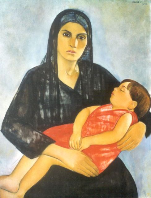 Edith Basch | Mother with a sleeping child, oil on canvas, 95.7 x 74.0 cm, signed u.r. and dated 1933