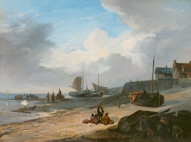 Jacobus Pelgrom | A coastal scene, oil on panel, 14.6 x 19.5 cm, signed c.r.