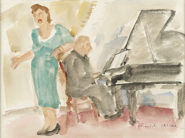 Albert E.  | The recital, watercolour on paper 26.0 x 34.5 cm, signed l.r.