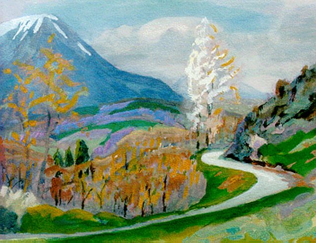 Jan Altink | Mountain landscape, gouache on paper, 48.5 x 63.7 cm