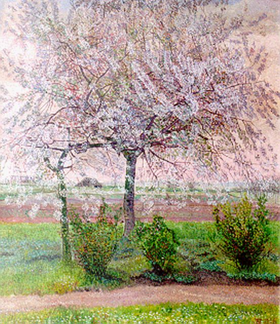 Nieweg J.  | A blossoming tree, oil on canvas 70.3 x 60.2 cm, signed l.l. with monogram and dated 1926