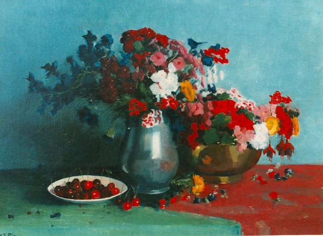 Gottfried van Pelt | A still life with flowers and cherries, oil on canvas, 56.0 x 76.0 cm, signed l.l.