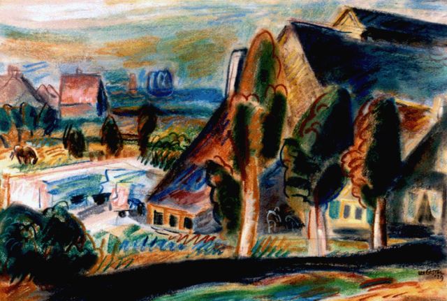 Leo Gestel | A view of a landscape, Huizen, pastel on paper, 36.3 x 54.0 cm, signed l.r. twice and dated '29