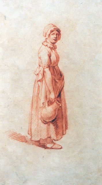 Andreas Schelfhout | A study of a farmer's wife, chalk on paper, 21.2 x 12.8 cm, signed with the monogram AS on the reverse