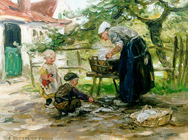 Zoetelief Tromp J.  | Mother's little helper, oil on canvas 30.7 x 40.6 cm, signed l.l. and on the reverse