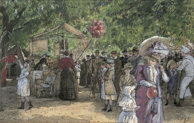 Hendrikus Matheus Horrix | The 'Haagsche' zoological garden, watercolour on paper, 29.5 x 46.0 cm, signed l.r. and painted between 1890-1900
