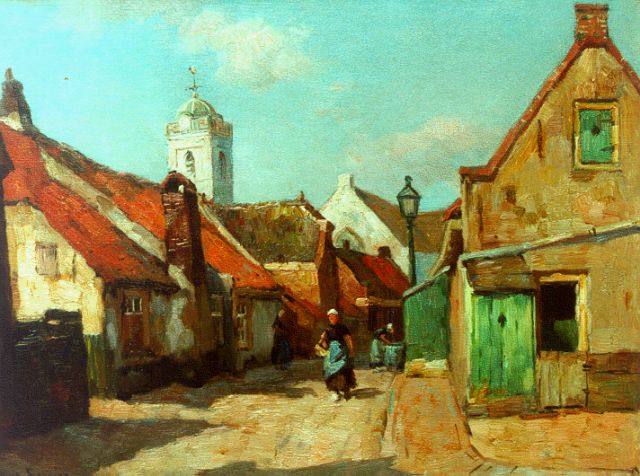 Soonius L.  | A view of the Kerkstraat, Katwijk aan Zee, oil on canvas 30.3 x 40.2 cm, signed l.l. and on the reverse and dated 1930