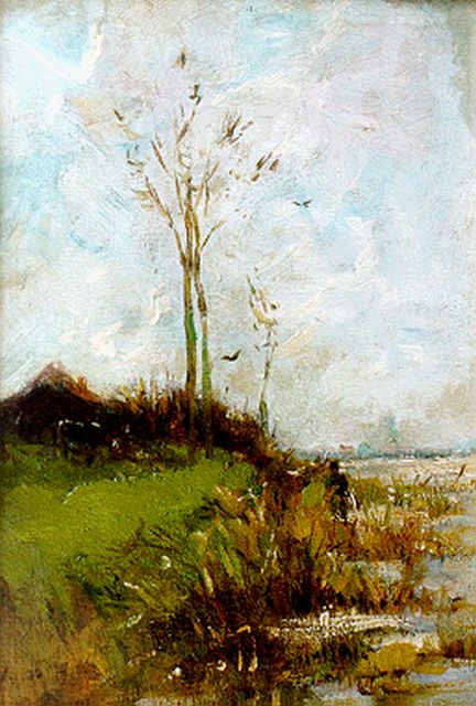 Simon Maris | A polder landscape (recto); a landscape (verso), 34.7 x 24.5 cm, signed l.l. and dated '96