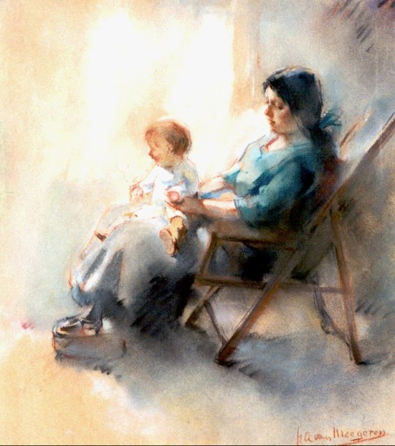 Han van Meegeren | Mother and child, pastel on paper, 27.5 x 24.3 cm, signed l.r.