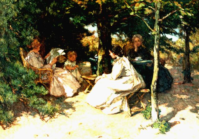 Johannes Evert Akkeringa | Afternoon tea, oil on canvas, 31.5 x 42.2 cm, signed l.l.