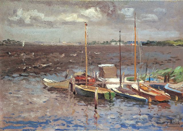 Altink J.  | A view of the Paterwolde lake, oil on canvas 50.0 x 70.2 cm, signed l.r.