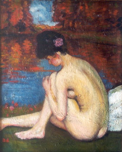 Pichot Gironés R.A.  | A seated nude, oil on canvas 47.5 x 38.5 cm, signed l.r.